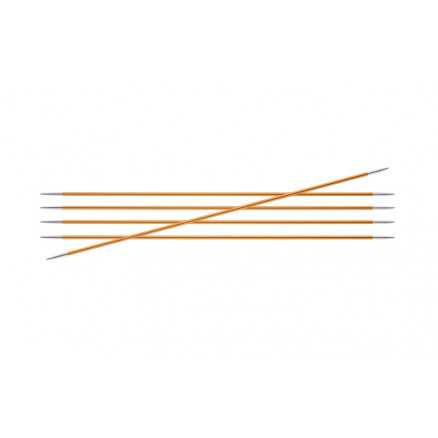 KnitPro Zing Strumpstickor Aluminium 15cm 2,25mm / 5.9in US1 Amber