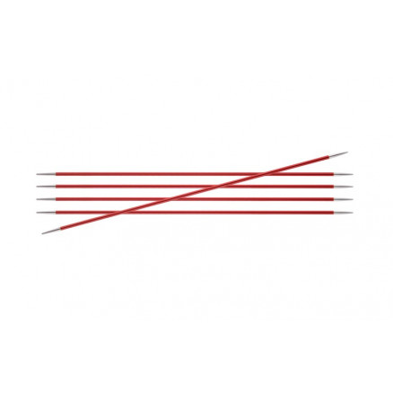 KnitPro Zing Strumpstickor Aluminium 15cm 2,50mm / 5.9in US1½ Garnet