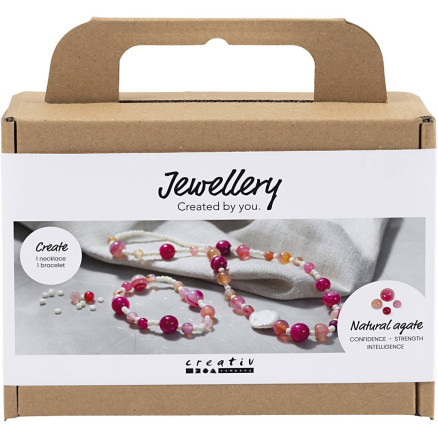 Mini DIY Kit Smycken, Halsband och armband, rosa, 1 förp.