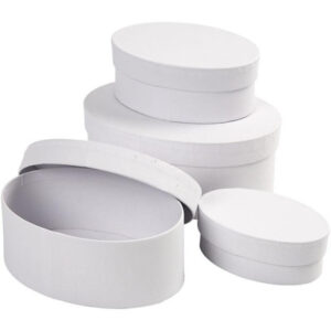 Ovala Pappaskar, L: 10+12+14+16 cm, stl. 10x4 + 12x5 + 14x6 + 16x7 cm, vit, 4 st./ 1 set