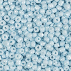 Rocaillepärlor, Dia. 3 mm, stl. 8/0, Hålstl. 0,6-1,0 mm, ljusblå, 25 g/ 1 förp.