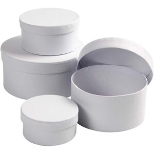 Runda Pappaskar, stl. 8x4 + 10x5 + 12x6 + 14x7 cm, vit, 4 st./ 1 set