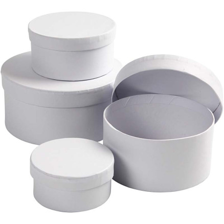 Runda Pappaskar, stl. 8x4 + 10x5 + 12x6 + 14x7 cm, vit, 4 st./ 1 set