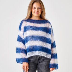 Stickmönster/stickkit Tröja med ränder i Bella Mohair Garn 893295 Endast stickmönster Tröja med ränder i Bella Mohair Garn