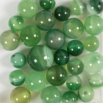 Agat stenperler, str. 13x8, 15x6 mm, hulstr. 0,9-1 mm, klar grøn, 28 stk./ 1 pk.