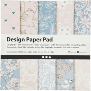 Designpapper i block, 120 g, Rosa, 50 ark/1 frp.