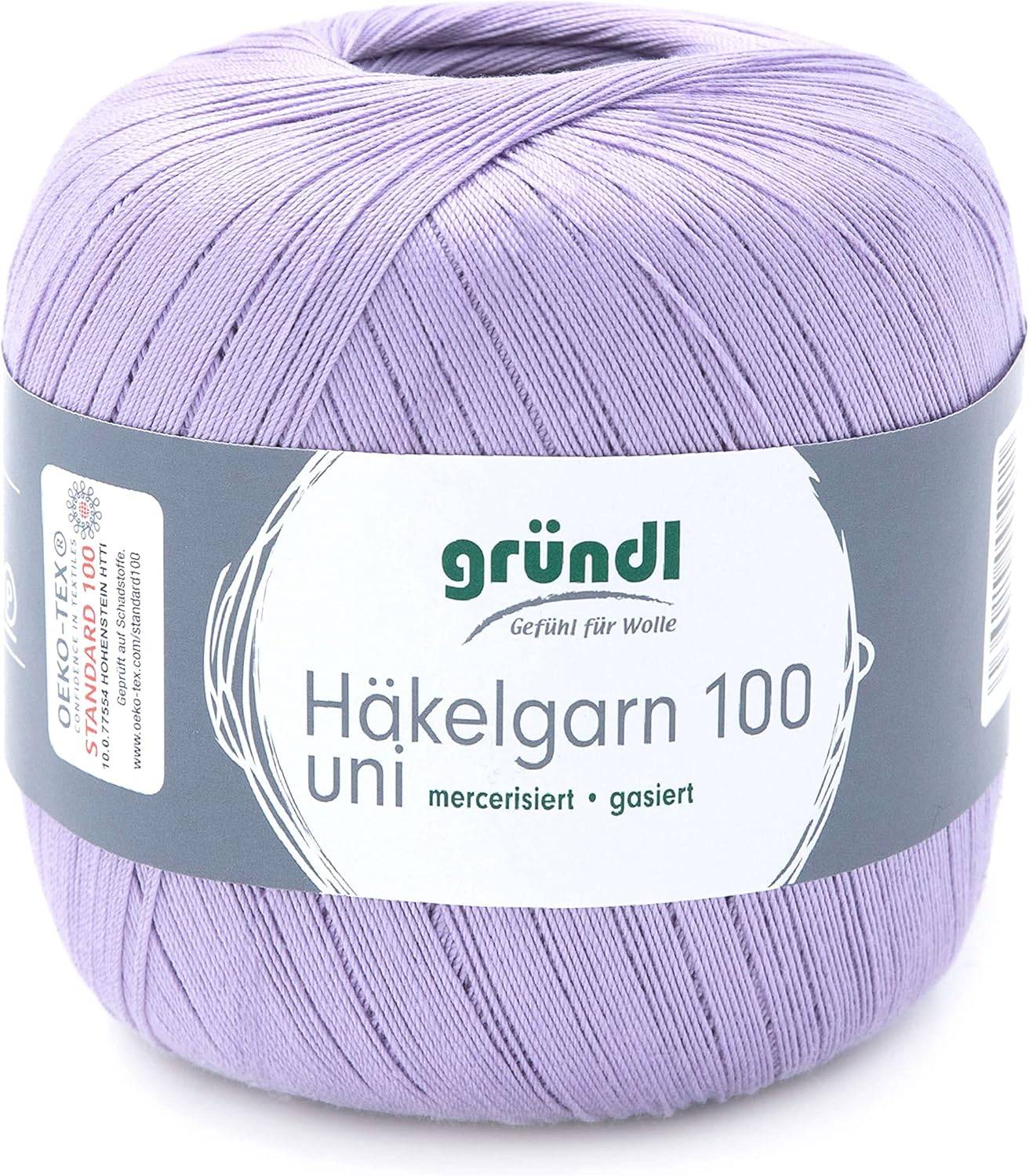 Gründl - Häkelgarn 100 - Virkgarn på 100 grams nystan - Ljuslila