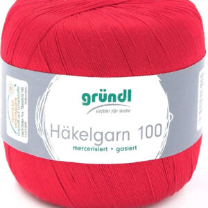 Gründl - Häkelgarn 100 - Virkgarn på 100 grams nystan - Röd