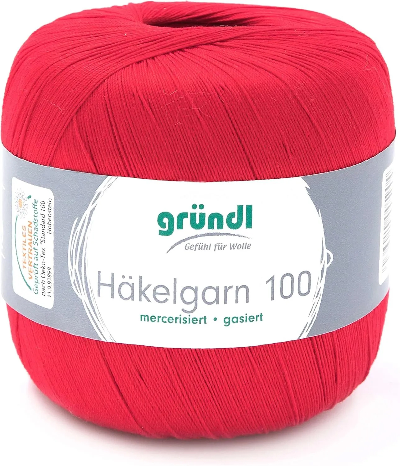 Gründl - Häkelgarn 100 - Virkgarn på 100 grams nystan - Röd