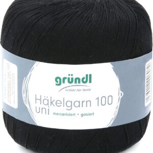 Gründl - Häkelgarn 100 - Virkgarn på 100 grams nystan - Svart