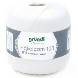 Gründl - Häkelgarn 100 - Virkgarn på 100 grams nystan - Vit