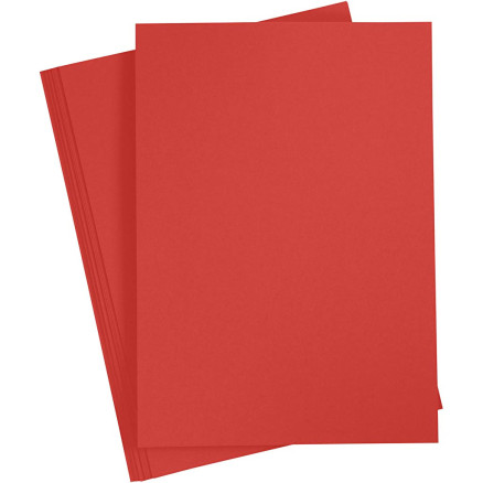 Karton, A4, ark 210x297 mm, 180 g, röd, 20 ark/frp.