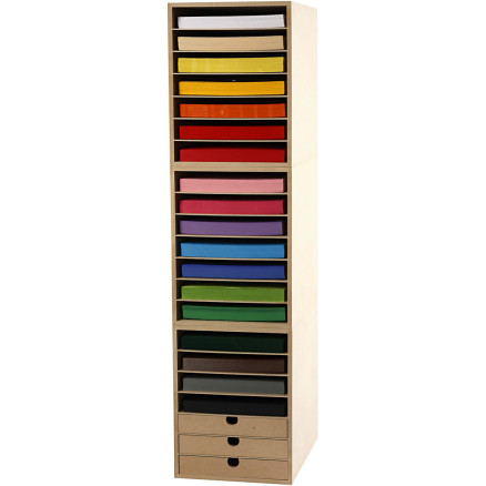 Kartong inkl. reol, H: 100 cm, A4, ark 210x297 mm, 180 g, mixade färger, 1 set