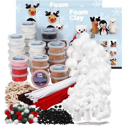 Klasspaket med polardjur av Foam Clay®, olika färger, 1 paket