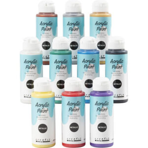 Metallic akrylfärg, mixade färger, 10x120 ml/ 1 förp.