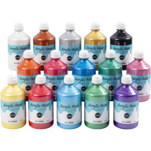 Metallic akrylfärg, mixade färger, 15x500 ml/ 1 förp.