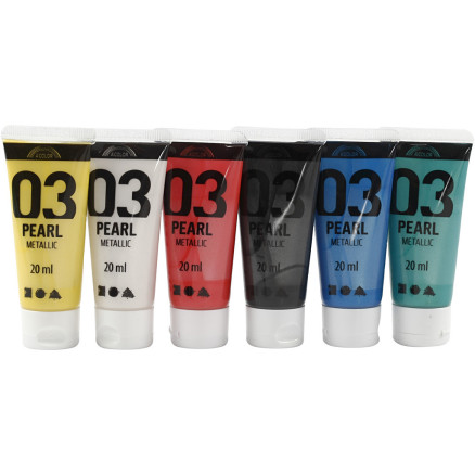 Metallic akrylfärg, standardfärger, 6x20 ml/ 1 förp.