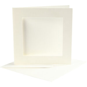 Passepartoutkort med kuvert, kortstorlek 12,5x12,5 cm, kuvertstorlek 13,5x13,5 cm, naturvit, 10 set/1 frp.