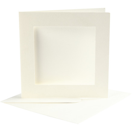 Passepartoutkort med kuvert, kortstorlek 12,5x12,5 cm, kuvertstorlek 13,5x13,5 cm, naturvit, 10 set/1 frp.
