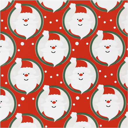 Presentpapper, jultomten, B: 50 cm, 80 g, rött, 5 m/1 rulle.