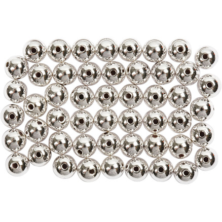 Vaxpärlor, Dia. 5 mm, Hålstl. 0,7 mm, silver, 100 st./ 1 förp.