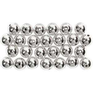 Vaxpärlor, Dia. 8 mm, Hålstl. 1 mm, silver, 50 st./ 1 förp.