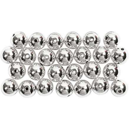 Vaxpärlor, Dia. 8 mm, Hålstl. 1 mm, silver, 50 st./ 1 förp.