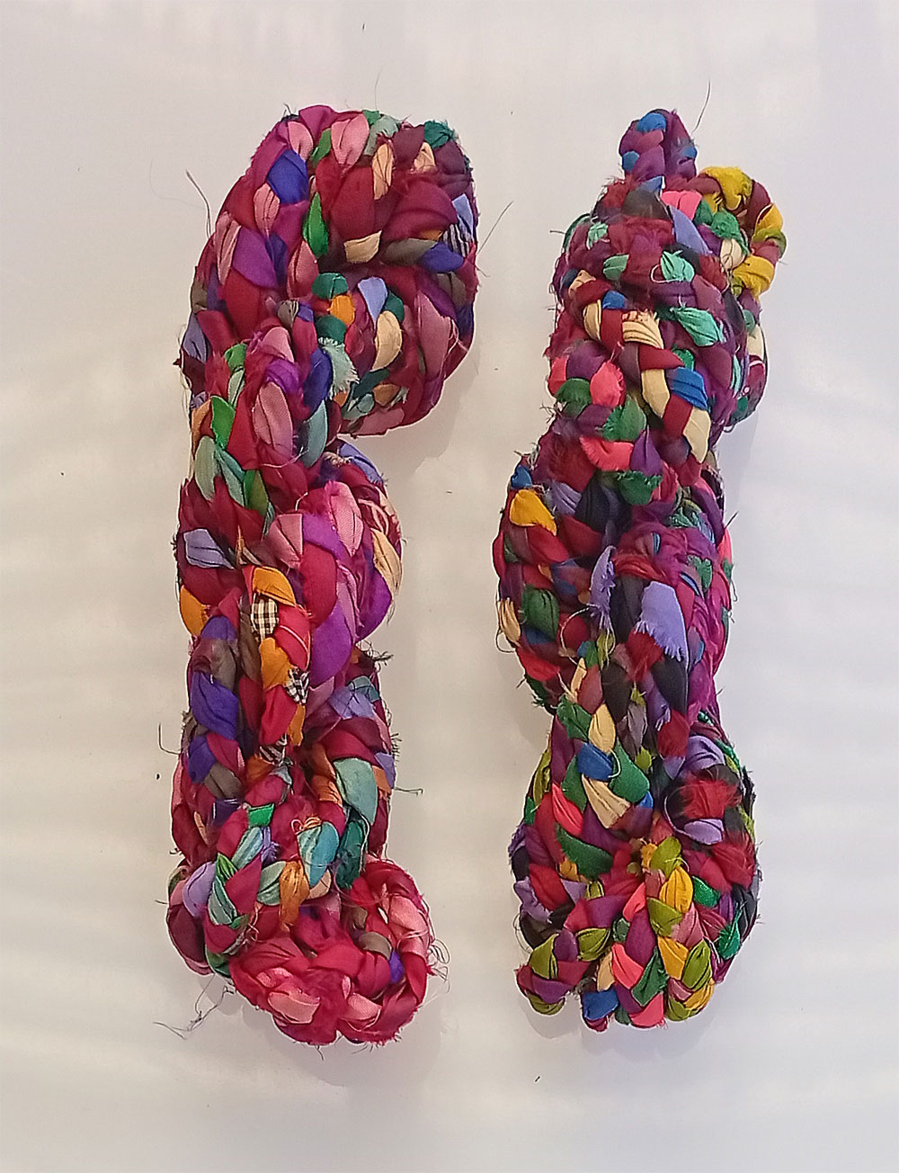 200 gram Unikt handgjort - Recycled 100% Sari Silk Braided Cord garn från Indien Multi