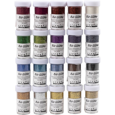 Bio-glimmer, olika färger, 20 x 27 ml/1 frp.