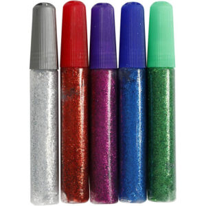 Glitterlim, Ass. färger, 5 x 10 ml/1 frp.