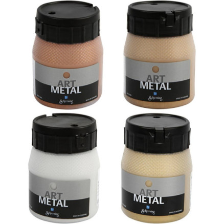 Hobbyfärg Metallic, koppar, ljusguld, mellanguld, silver, 4 x 250 ml/1 frp.