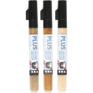 Plus Color Tusch, L: 14,5 cm, spets 1-2 mm, ivory, guld, raw sienna, 5,5 ml, 3 st./ 1 förp.
