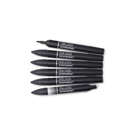 Promarker set 6st (5st Black+1st Blender)