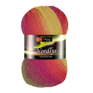 Viking Garn Nordlys 942 Multi rosa/grön/gul